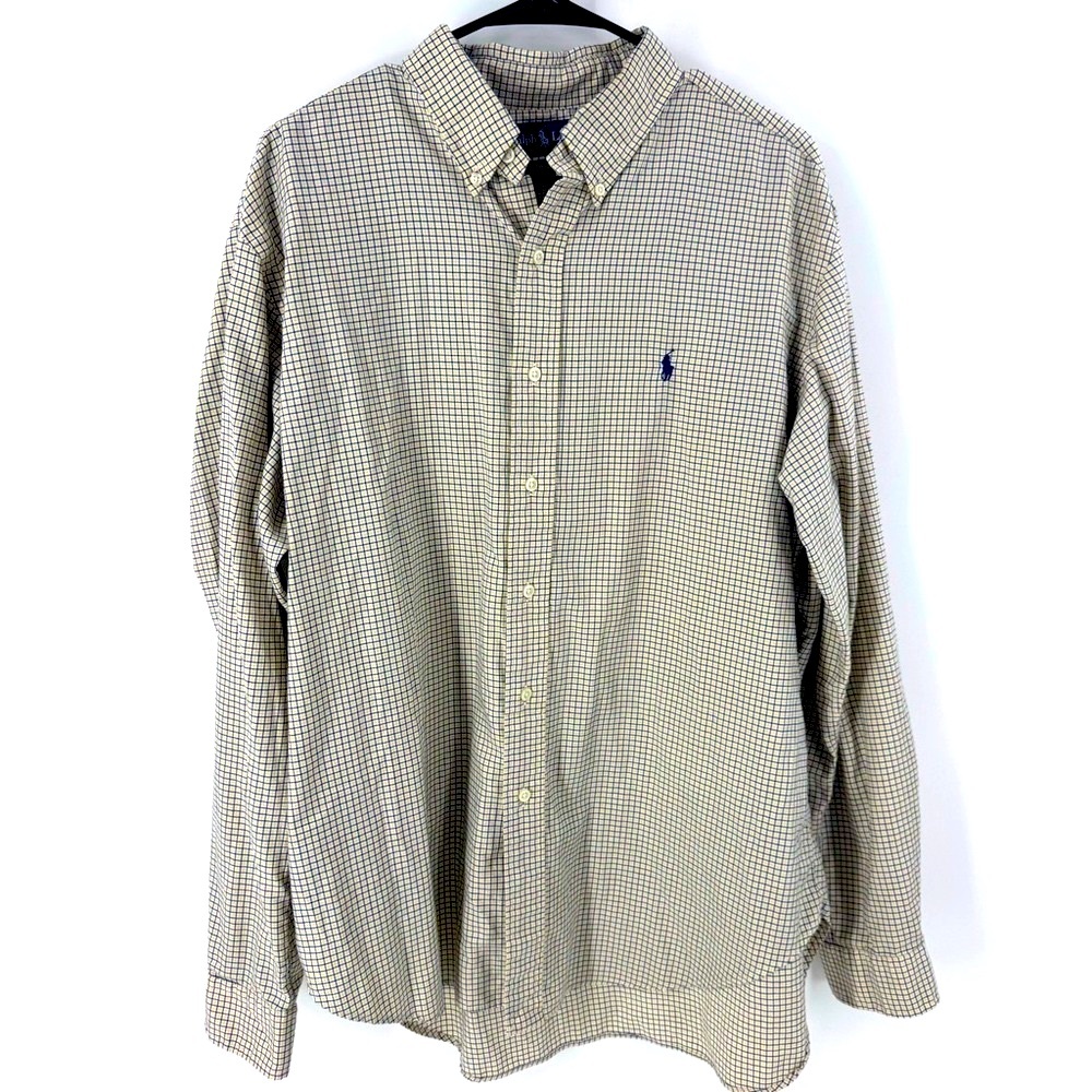 Ralph Lauren Men's Checkered Shirt - Yellow‎ and Blue